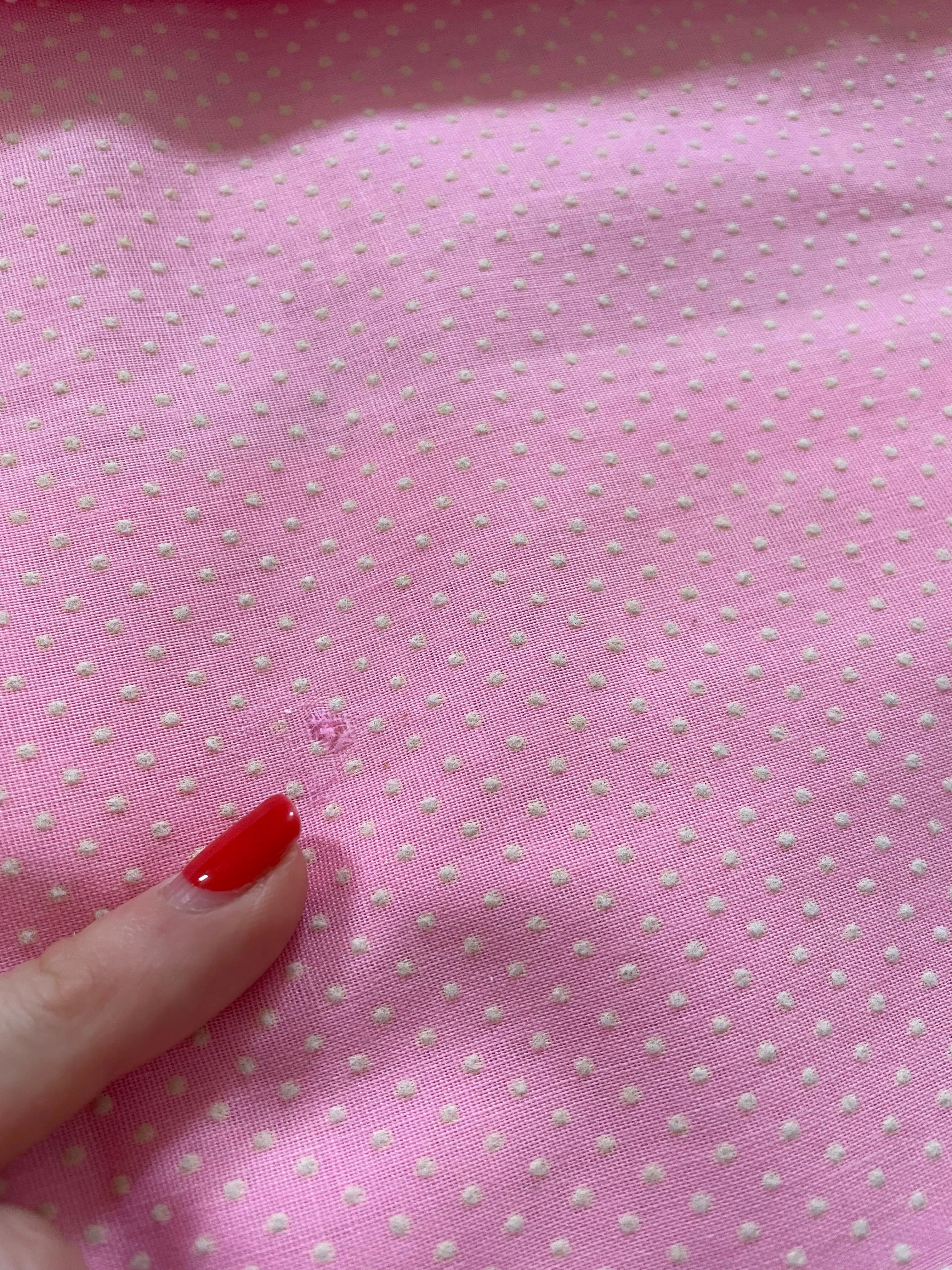 1970s Smock Lounge House Dress Pink Dots S