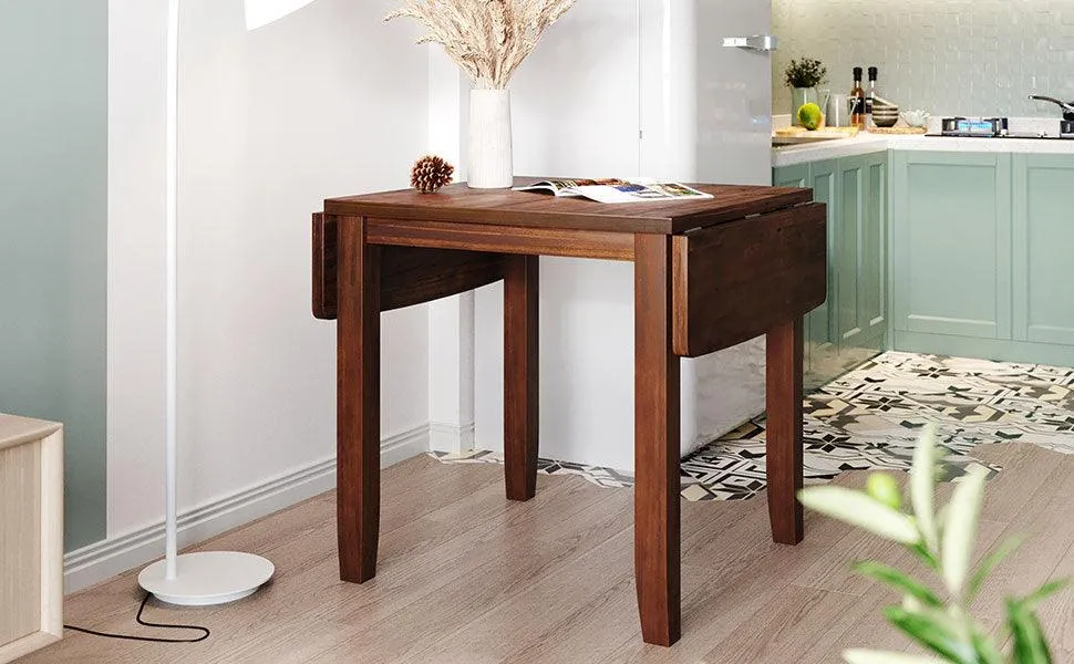 3-Piece Wood Drop Leaf Breakfast Nook Dining Table Set with 2 X-back Chairs for Small Places, Brown