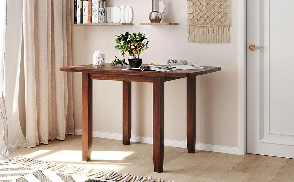 3-Piece Wood Drop Leaf Breakfast Nook Dining Table Set with 2 X-back Chairs for Small Places, Brown