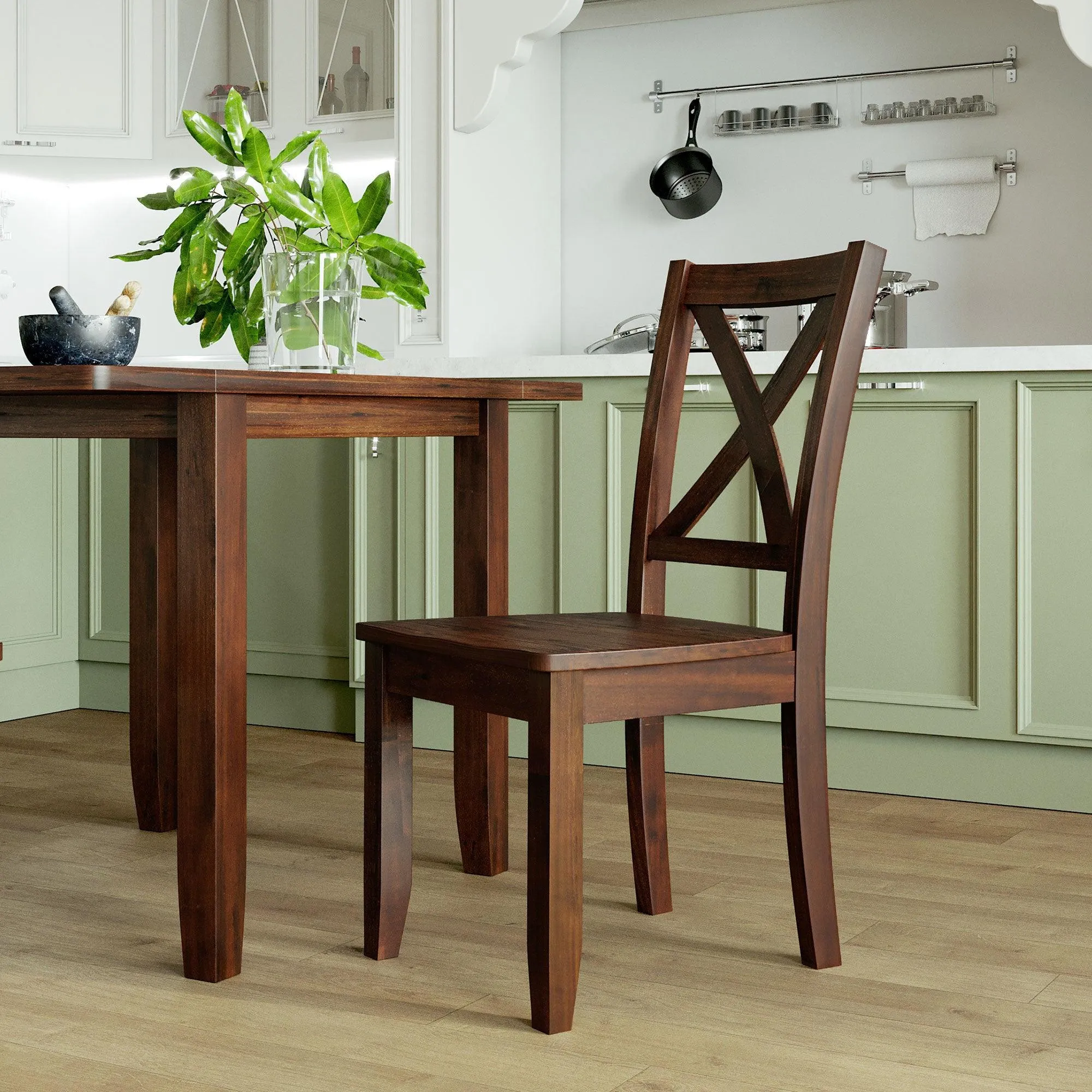 3-Piece Wood Drop Leaf Breakfast Nook Dining Table Set with 2 X-back Chairs for Small Places, Brown