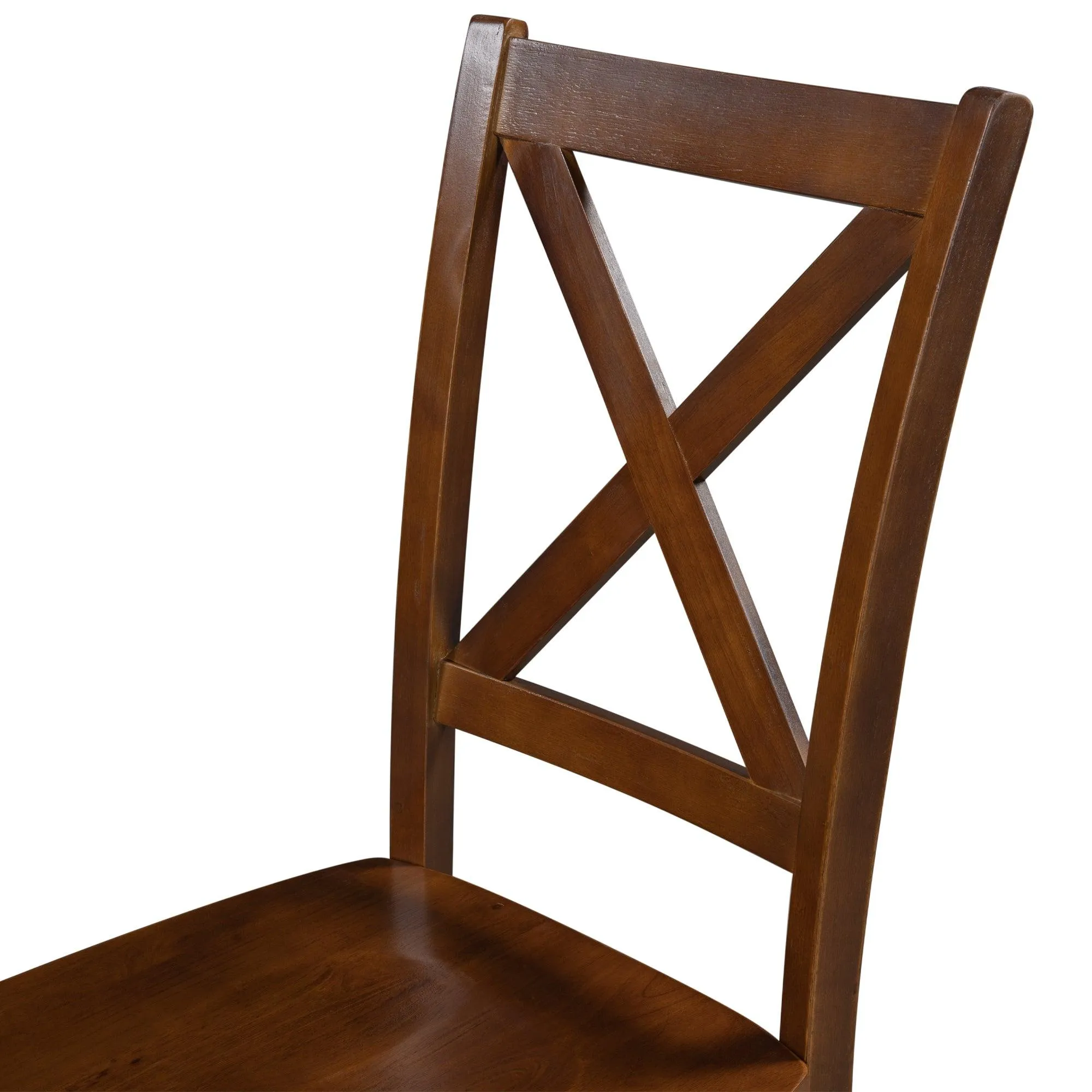 3-Piece Wood Drop Leaf Breakfast Nook Dining Table Set with 2 X-back Chairs for Small Places, Brown