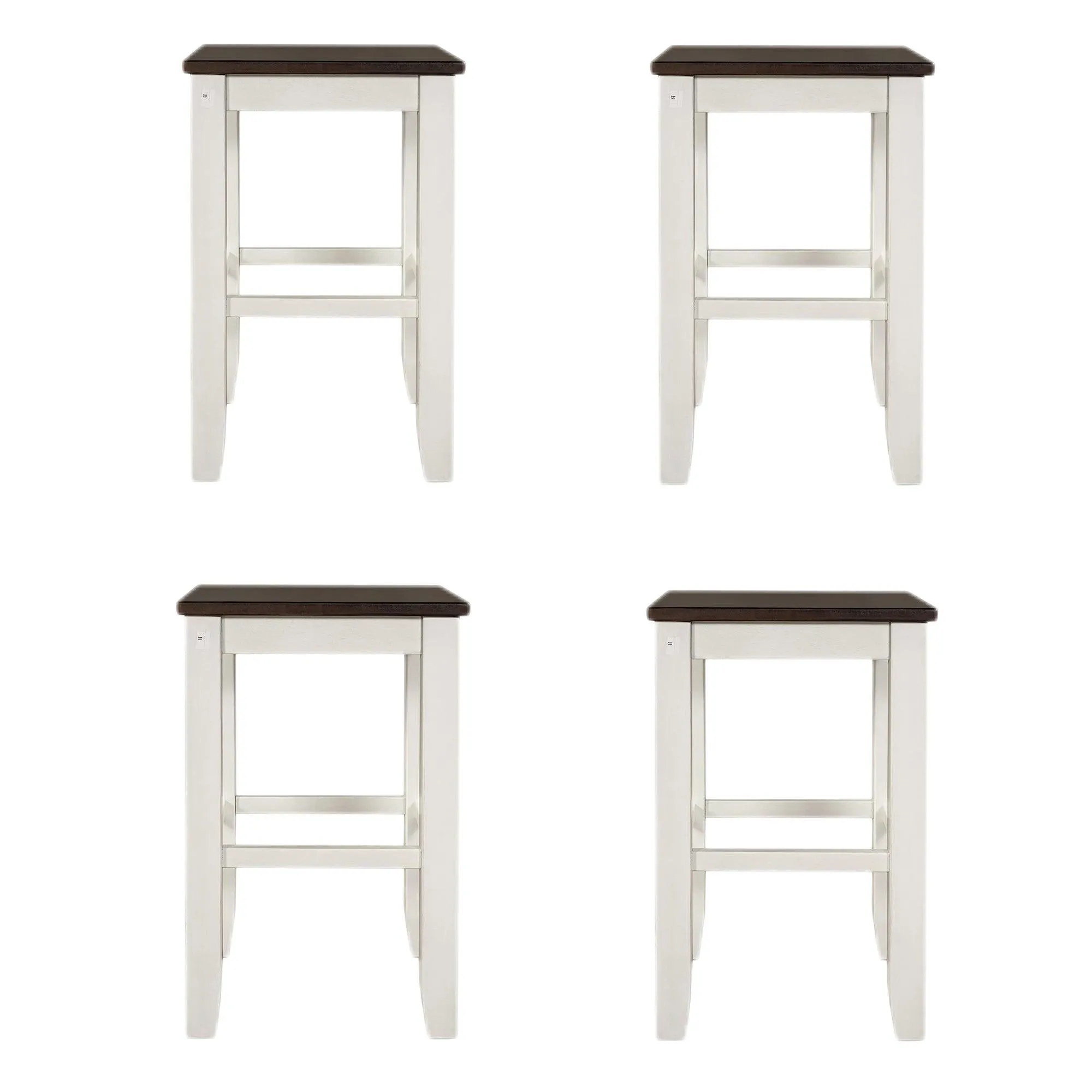 5-pieces Counter Height Dining Sets, Square Wood Table with 3-Tier Adjustable Storage Shelves and Wine Racks