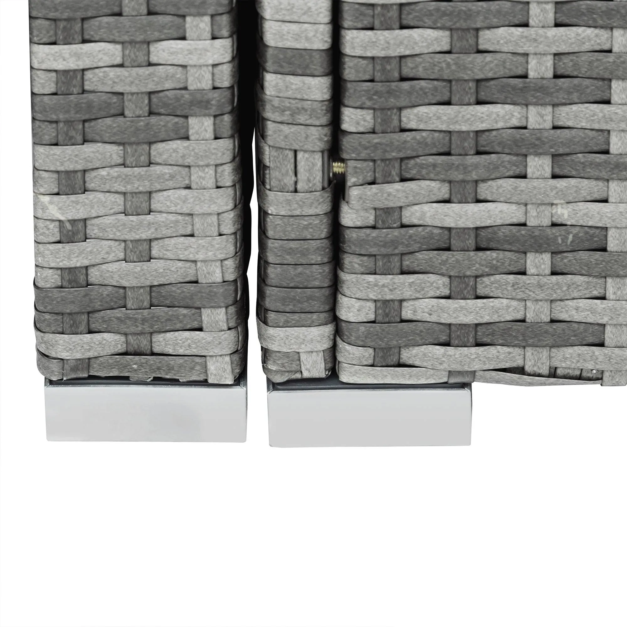 5 Pieces Outdoor Sectional Patio Rattan Sofa Set Rattan Daybed , PE Wicker Conversation Furniture Set w/ Canopy and Tempered Glass Side Table, Gray