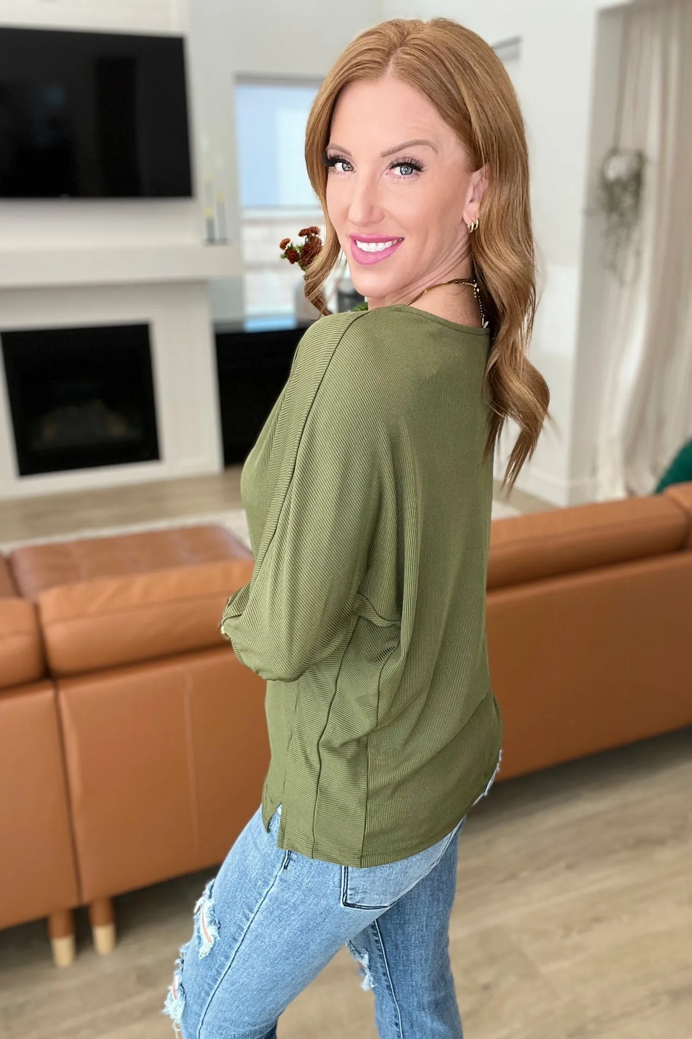 A Day Together Long Sleeve Top in Olive