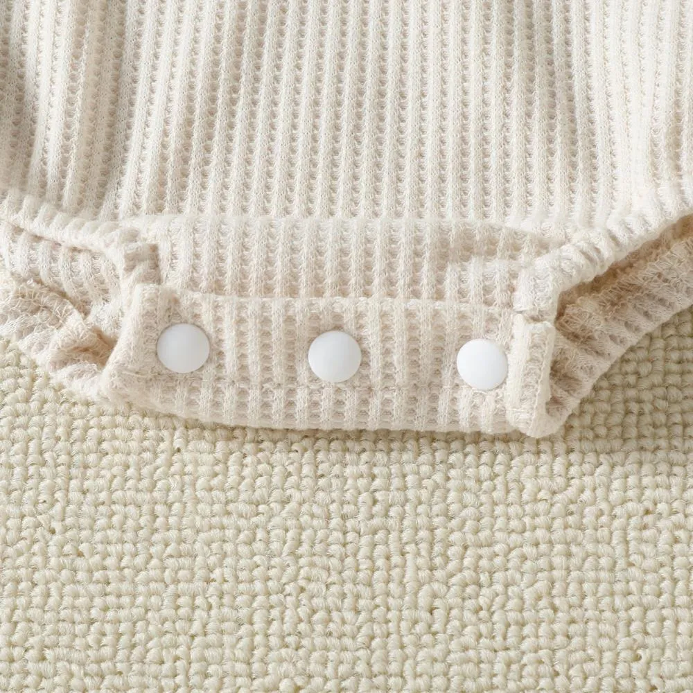 Autumn Solid Color Pocket Waffle Baby Romper Wholesale Baby Boutique Clothes