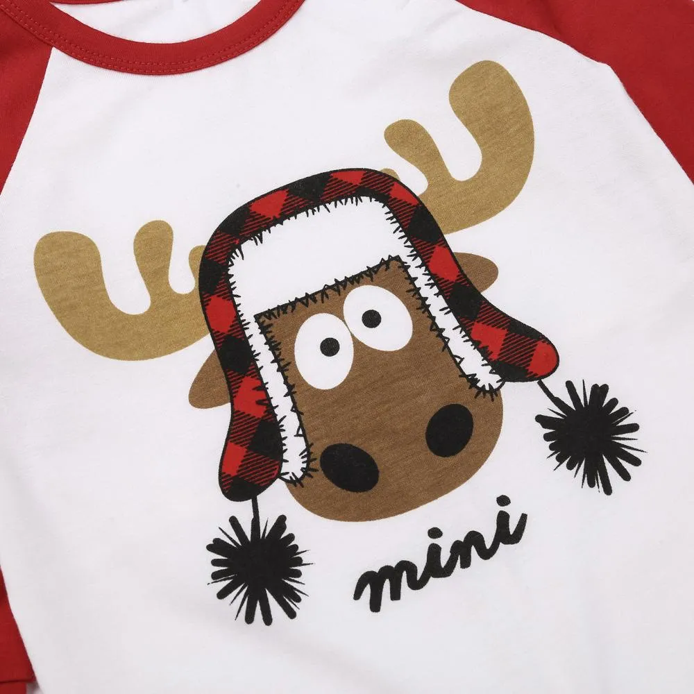 Autumn Winter Elk Print Pajamas Parent-child Wear Mommy And Me Outfits Wholesale