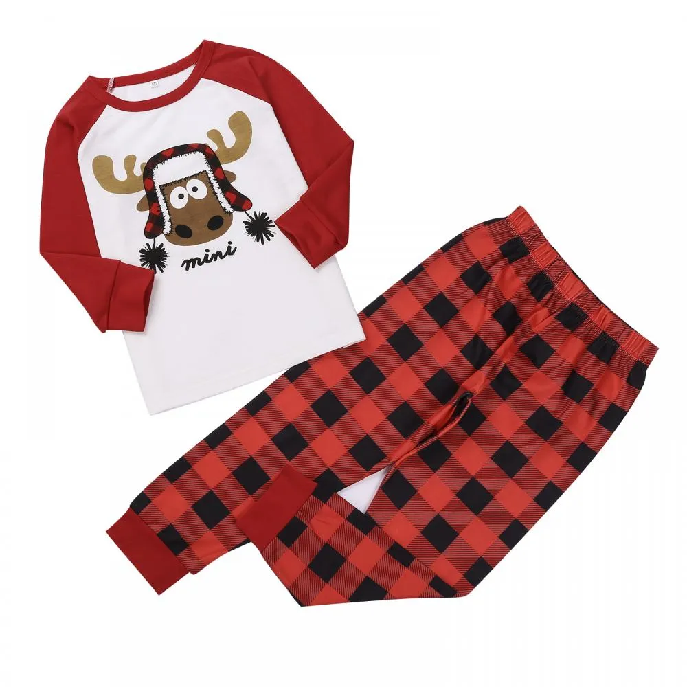 Autumn Winter Elk Print Pajamas Parent-child Wear Mommy And Me Outfits Wholesale