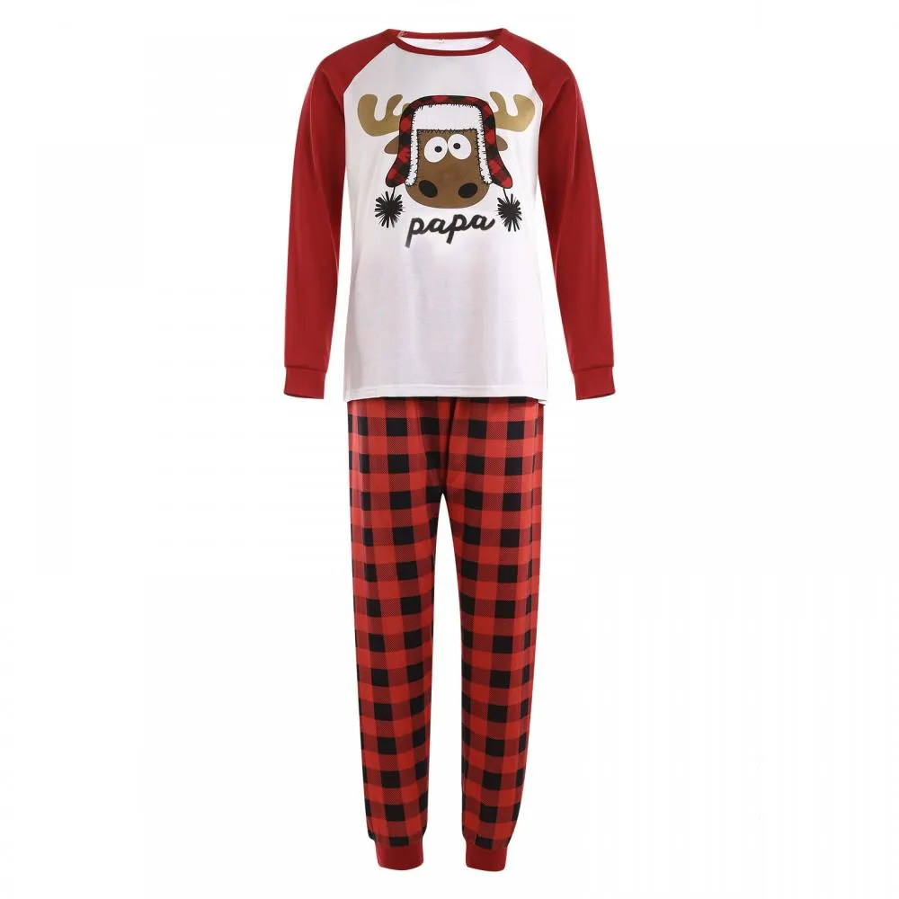 Autumn Winter Elk Print Pajamas Parent-child Wear Mommy And Me Outfits Wholesale