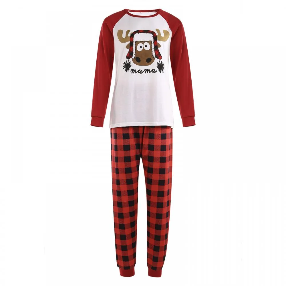 Autumn Winter Elk Print Pajamas Parent-child Wear Mommy And Me Outfits Wholesale