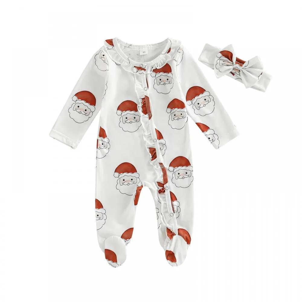 Baby Christmas Autumn Print Romper Wholesale Baby Clothes