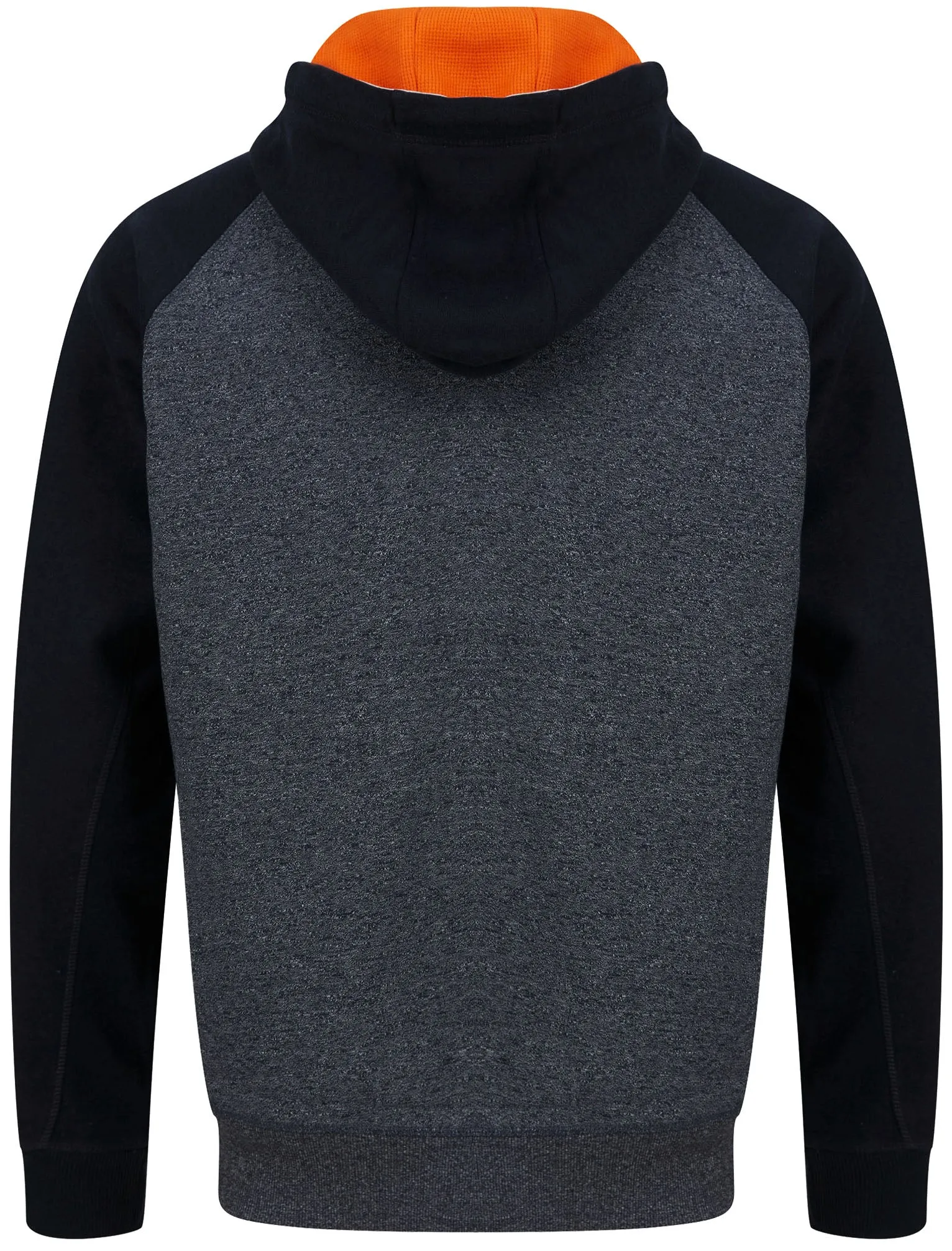 Bannering Raglan Sleeve Brushback Fleece Pullover Hoodie in Navy Grindle - Tokyo Laundry