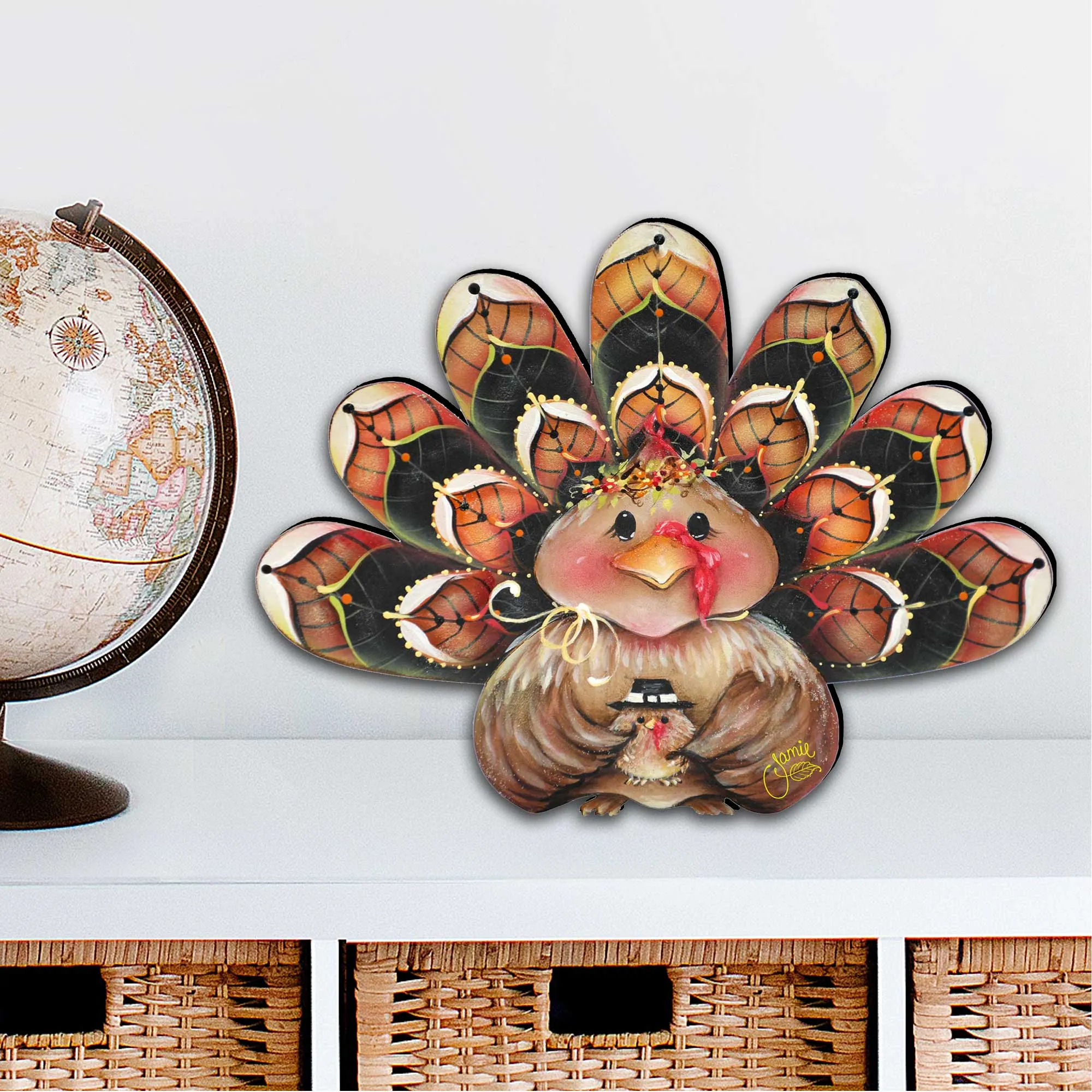 Be Thankful Turkey Sitter Door Decor by J. Mills-Price - Thanksgiving Halloween Decor - 8457702H