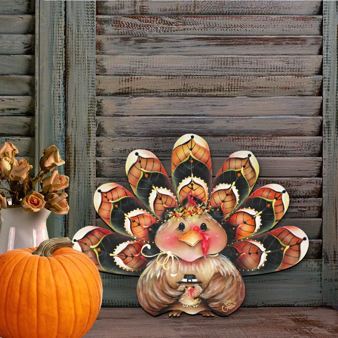 Be Thankful Turkey Sitter Door Decor by J. Mills-Price - Thanksgiving Halloween Decor - 8457702H