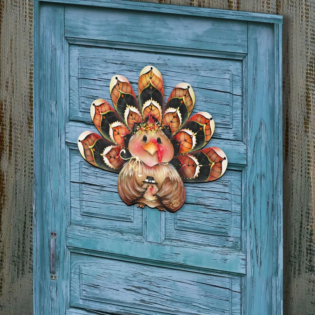Be Thankful Turkey Sitter Door Decor by J. Mills-Price - Thanksgiving Halloween Decor - 8457702H