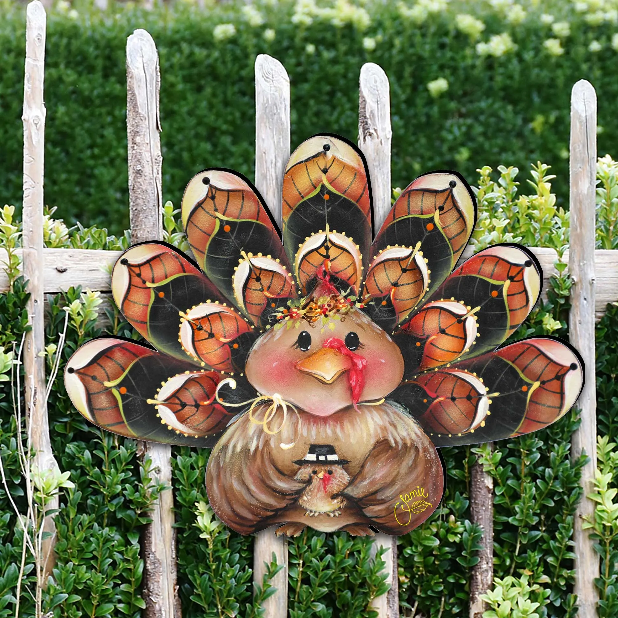 Be Thankful Turkey Sitter Door Decor by J. Mills-Price - Thanksgiving Halloween Decor - 8457702H