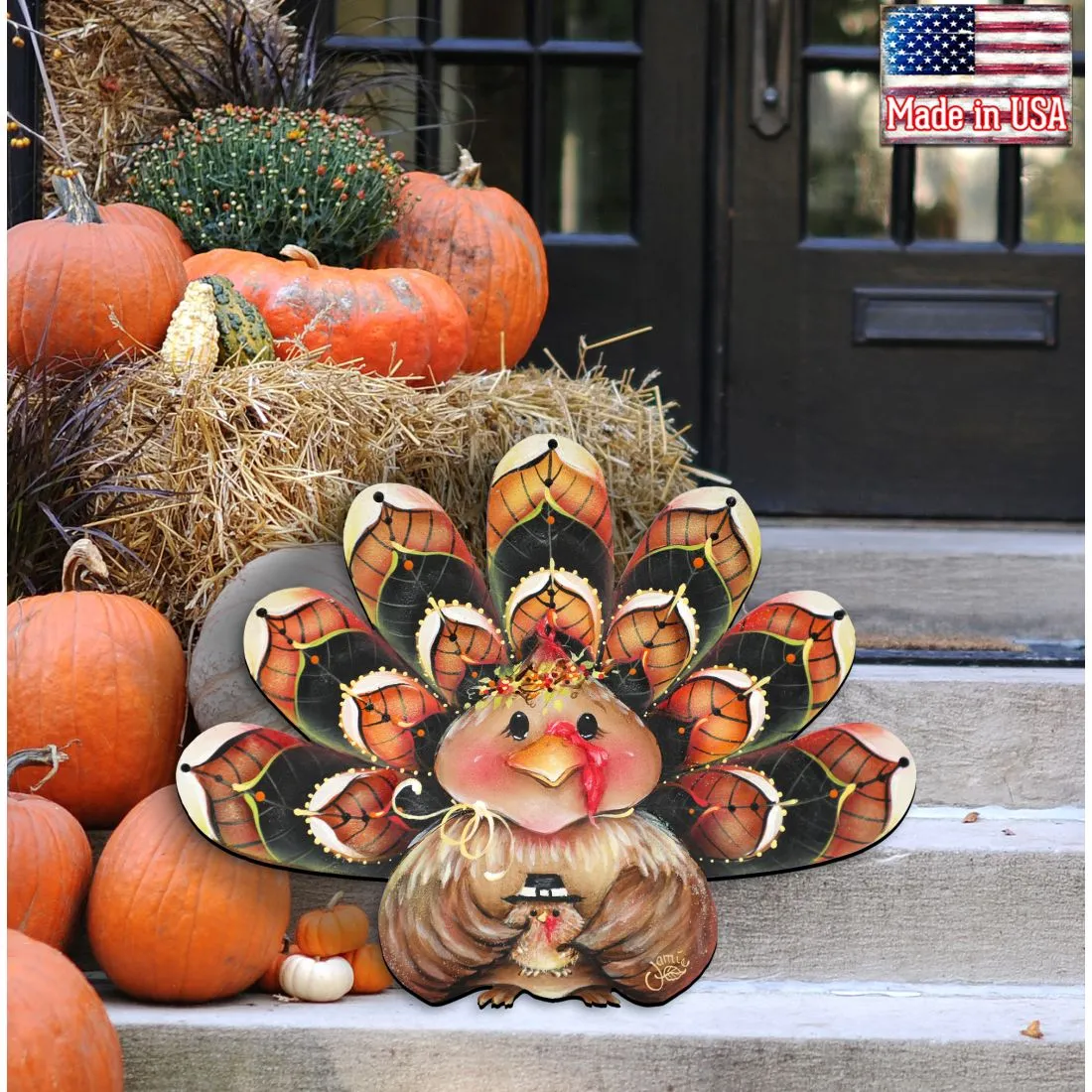 Be Thankful Turkey Sitter Door Decor by J. Mills-Price - Thanksgiving Halloween Decor - 8457702H