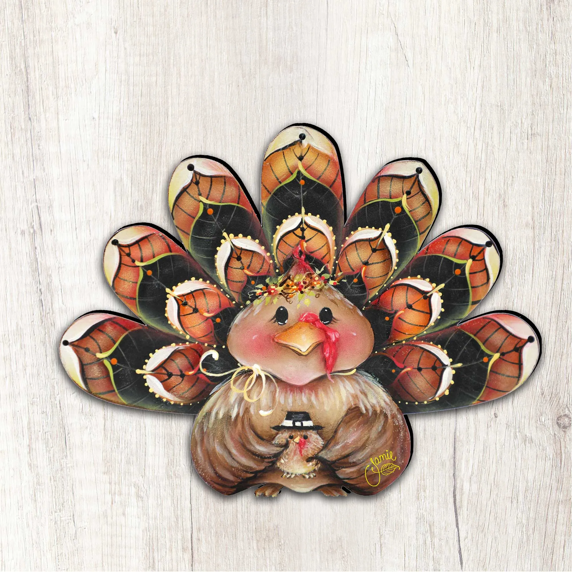 Be Thankful Turkey Sitter Door Decor by J. Mills-Price - Thanksgiving Halloween Decor - 8457702H