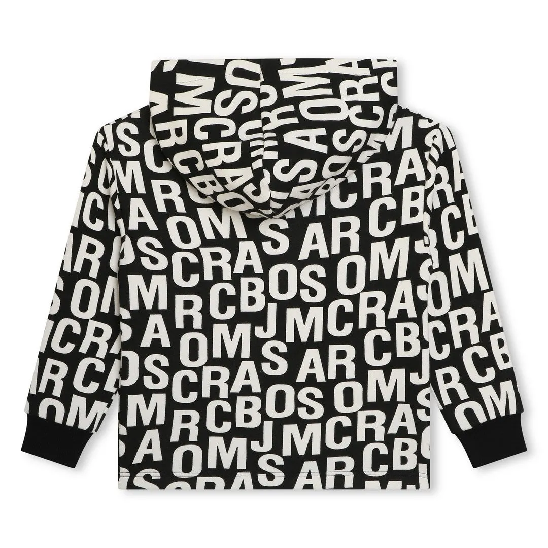 Black Logo Print Hooded Sweatshirt