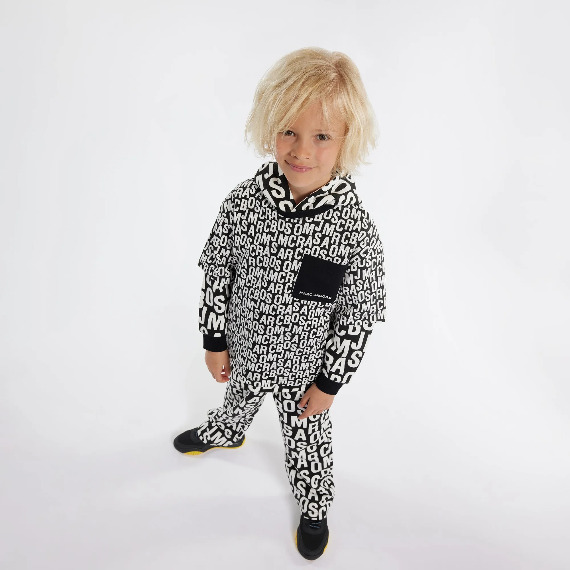 Black Logo Print Hooded Sweatshirt