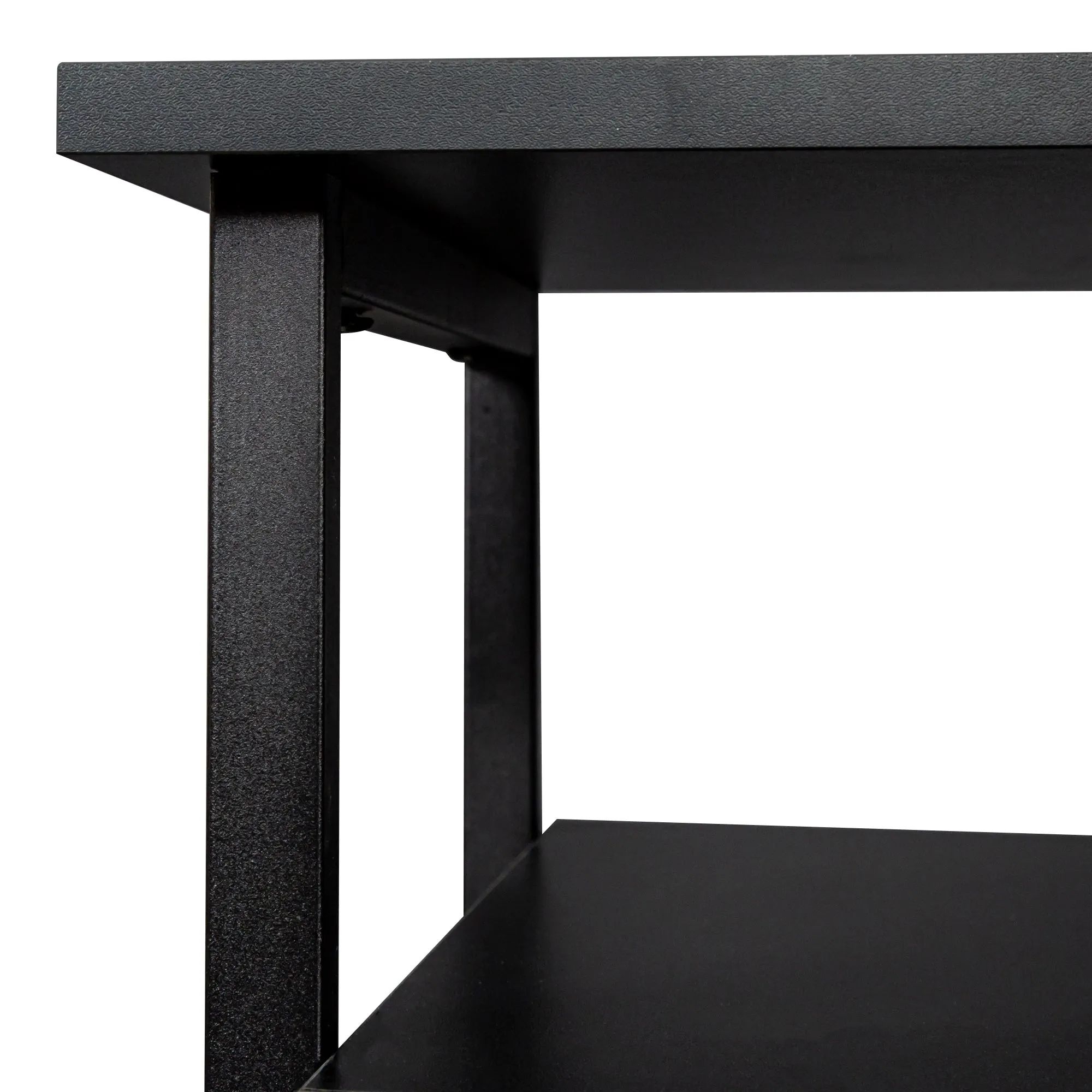 Black modern simple wood grain TV cabinet 80-inch TV stand, open shelving multi-layer storage