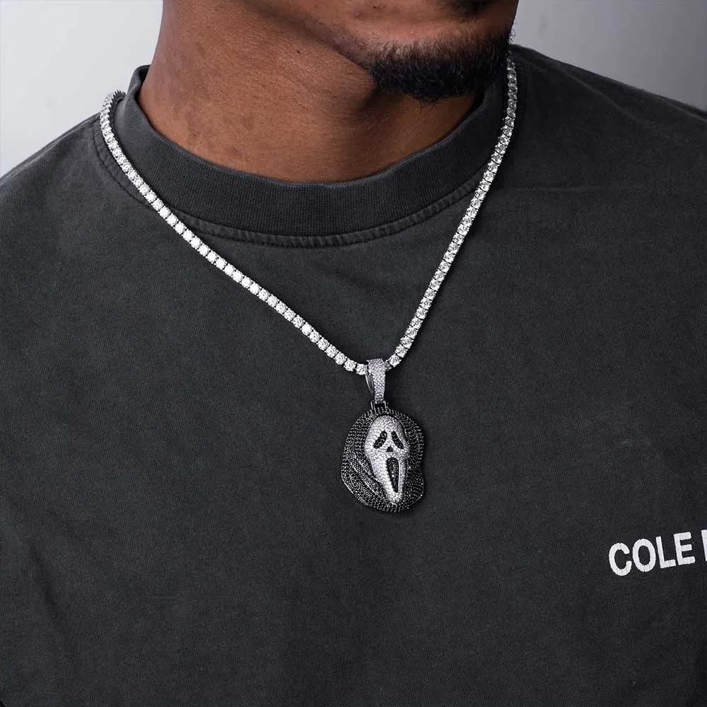 Black Moissanite Scream Pendant 14K Gold