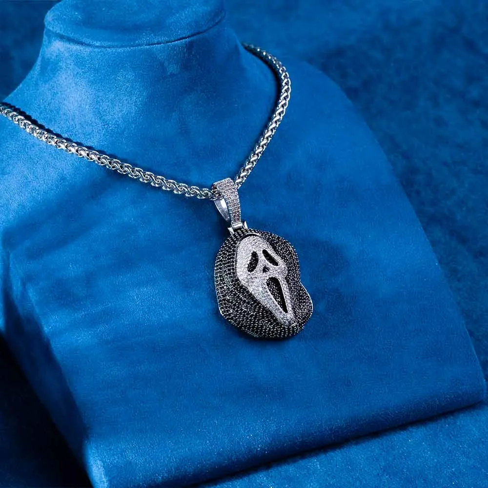 Black Moissanite Scream Pendant 14K Gold