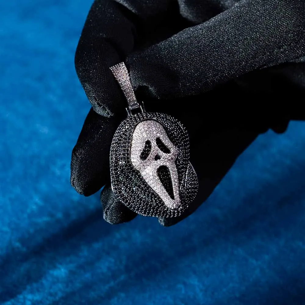 Black Moissanite Scream Pendant 14K Gold