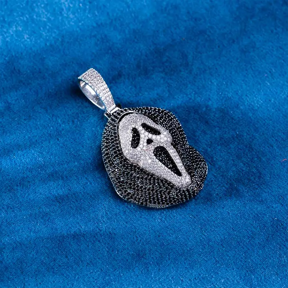 Black Moissanite Scream Pendant 14K Gold