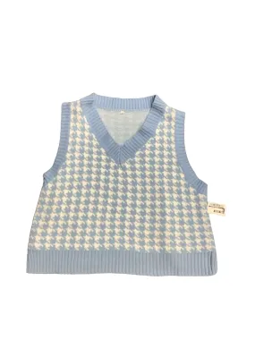 Blue & White Vest Sweater Clothes Mentor, Size M