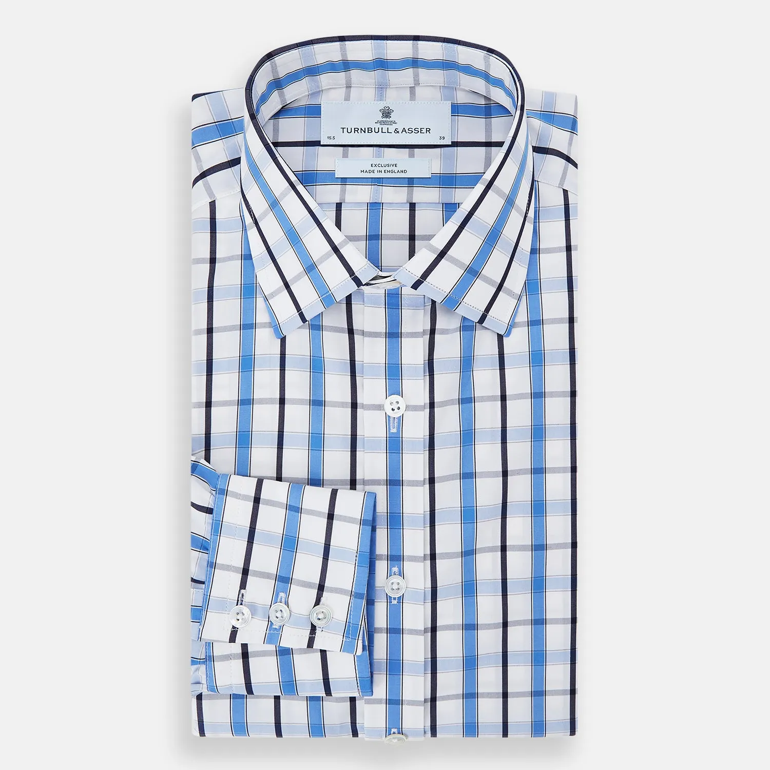 Blue and Navy Combination Check Mayfair Shirt
