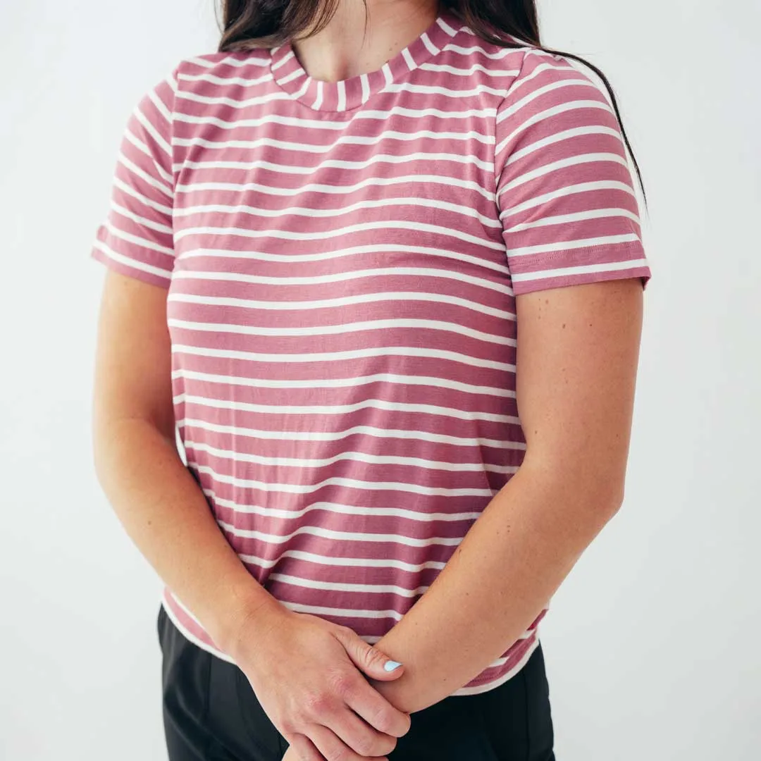 Boyfriend Tee, Mauve/Ivory