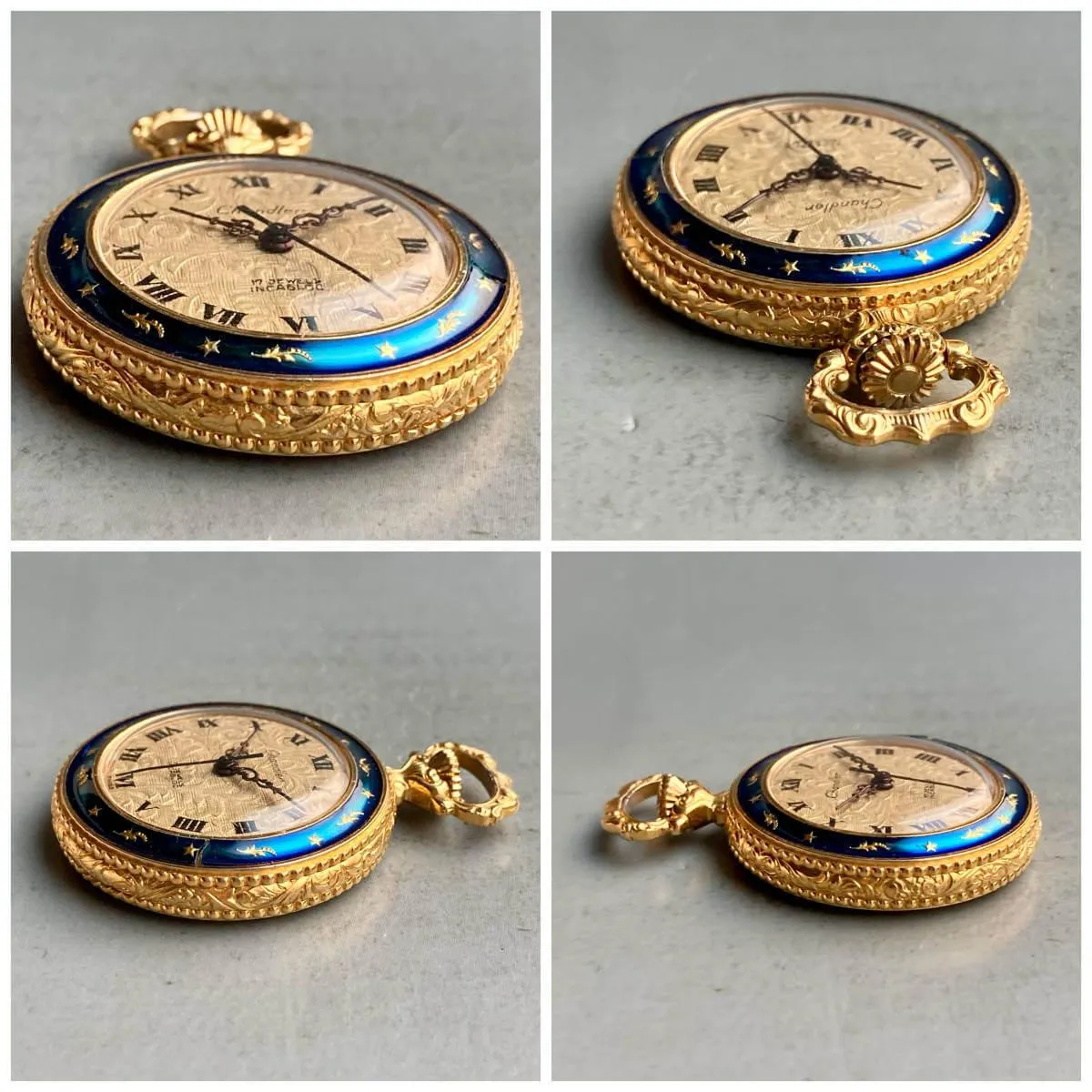Chandler Pocket Watch Antique Gold 31mm Vintage Floral