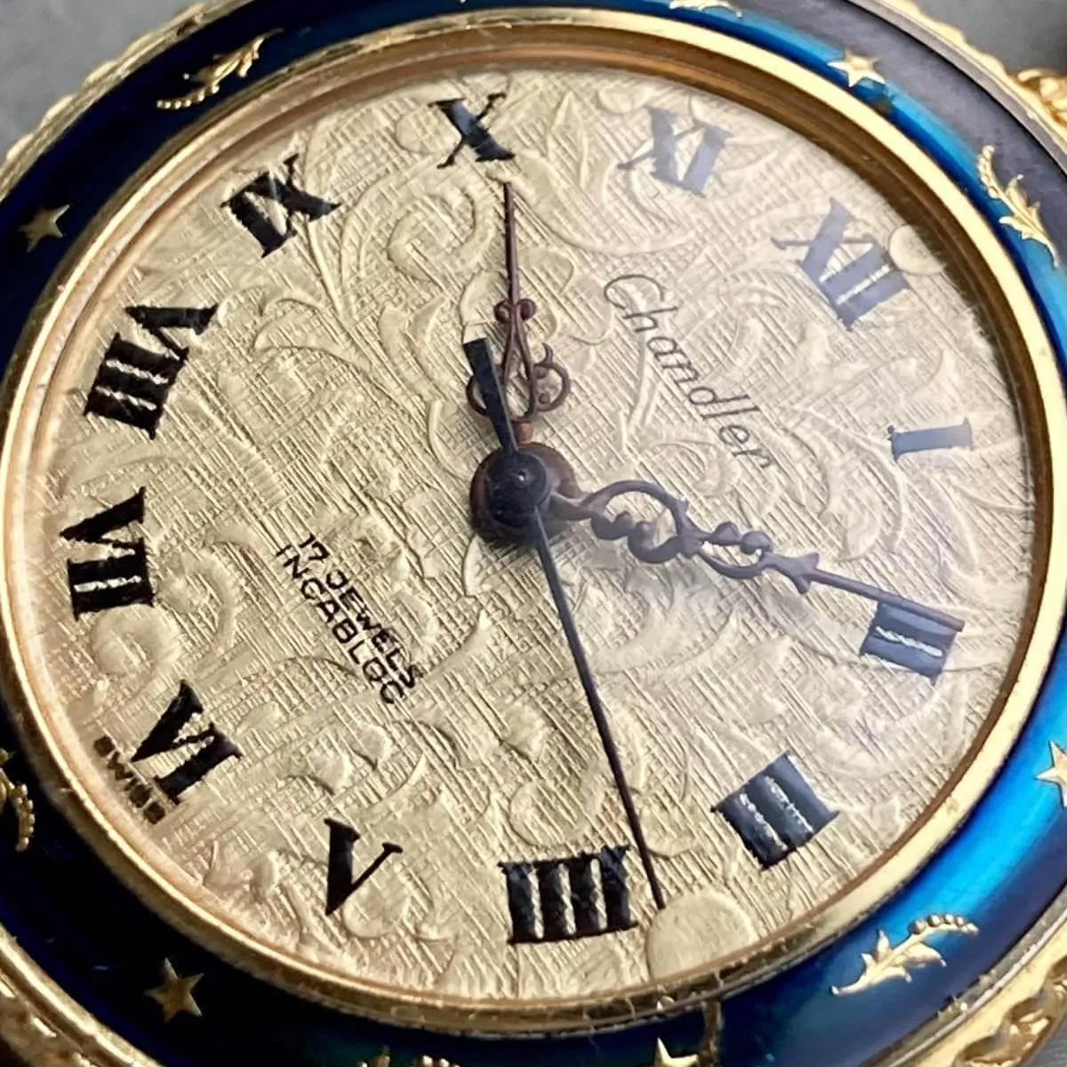 Chandler Pocket Watch Antique Gold 31mm Vintage Floral
