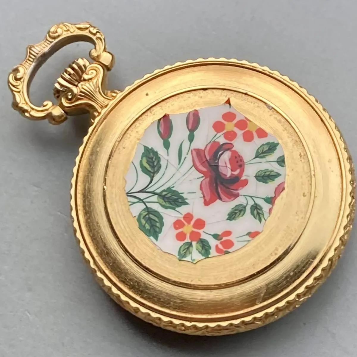 Chandler Pocket Watch Antique Gold 31mm Vintage Floral