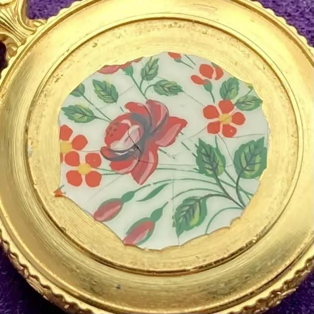 Chandler Pocket Watch Antique Gold 31mm Vintage Floral