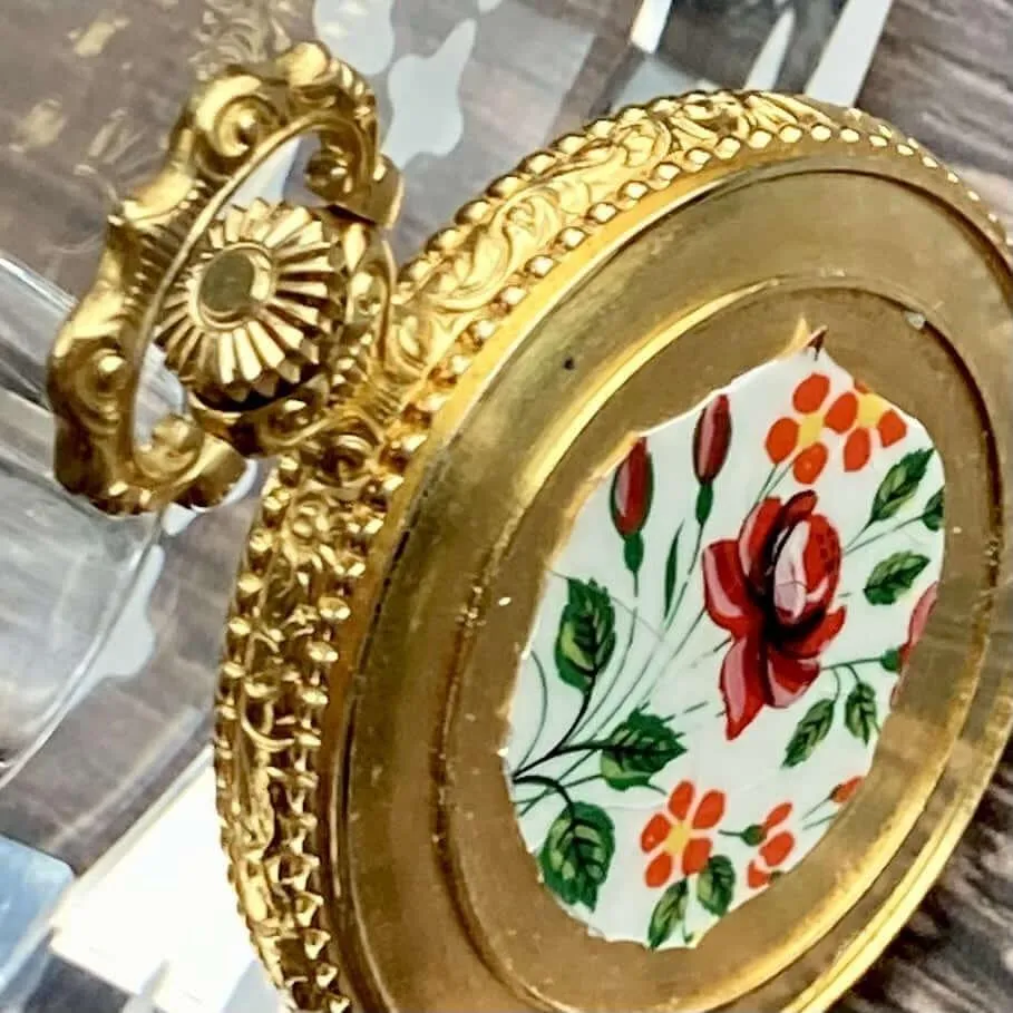 Chandler Pocket Watch Antique Gold 31mm Vintage Floral