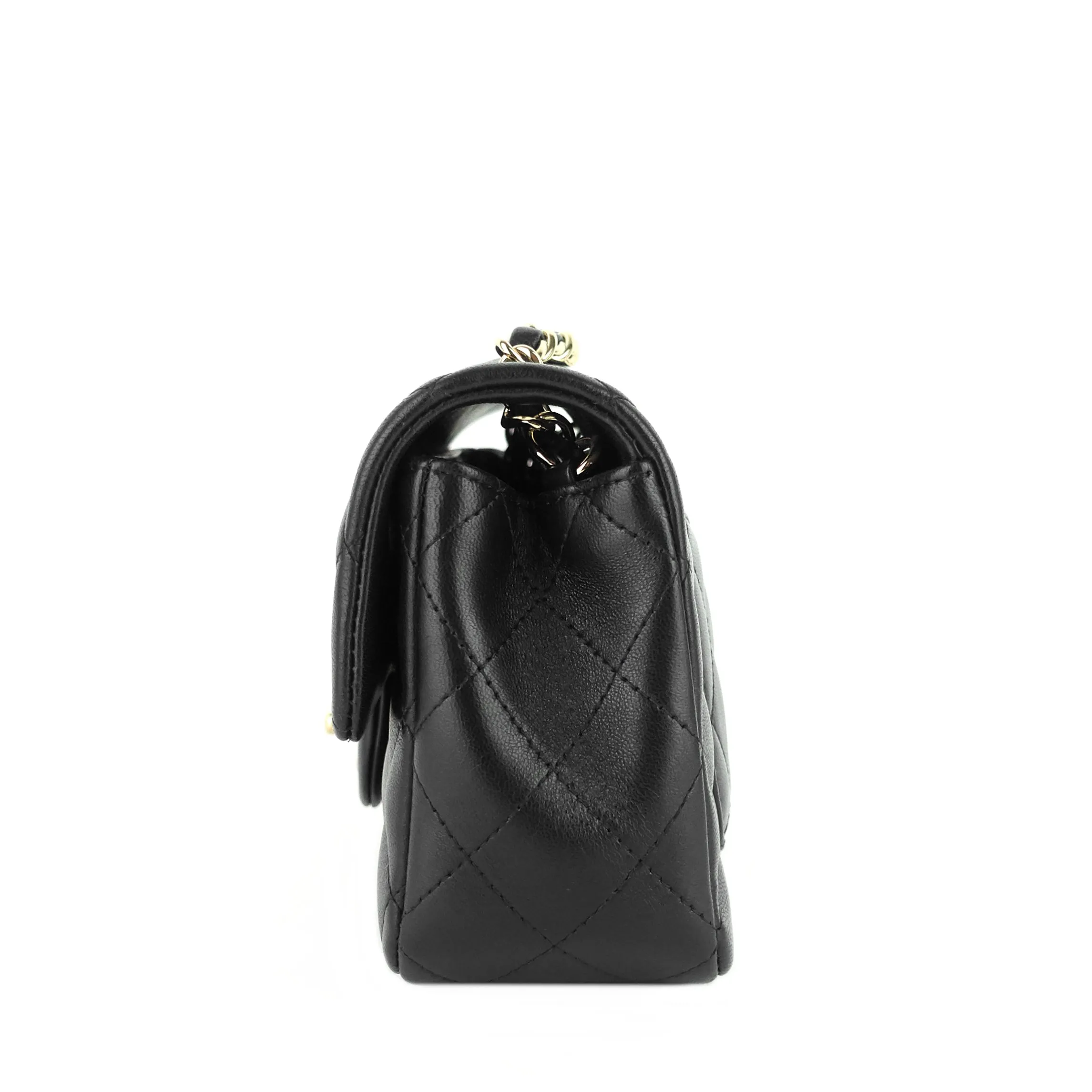 Classic Mini Lambskin Leather Single Flap Bag