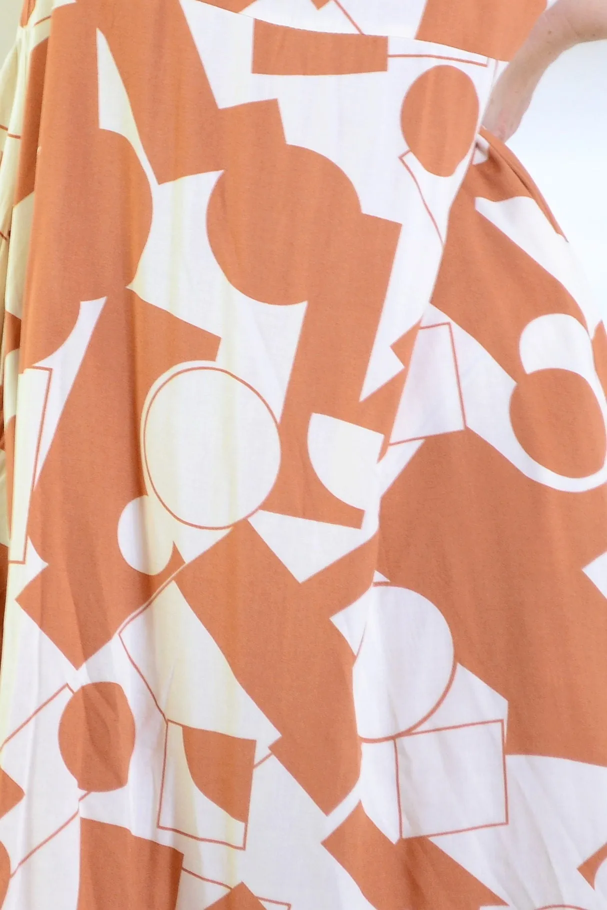 Coffee Cream Print Summer Dress
