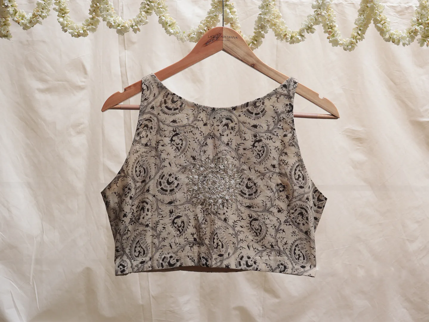 Cream, cotton, Kalamkari blouse