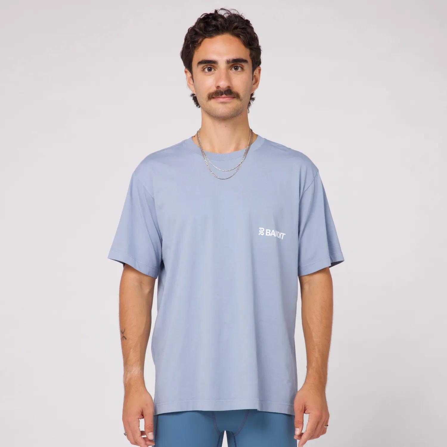 Current Tee, Unisex - Smokey Blue with White
