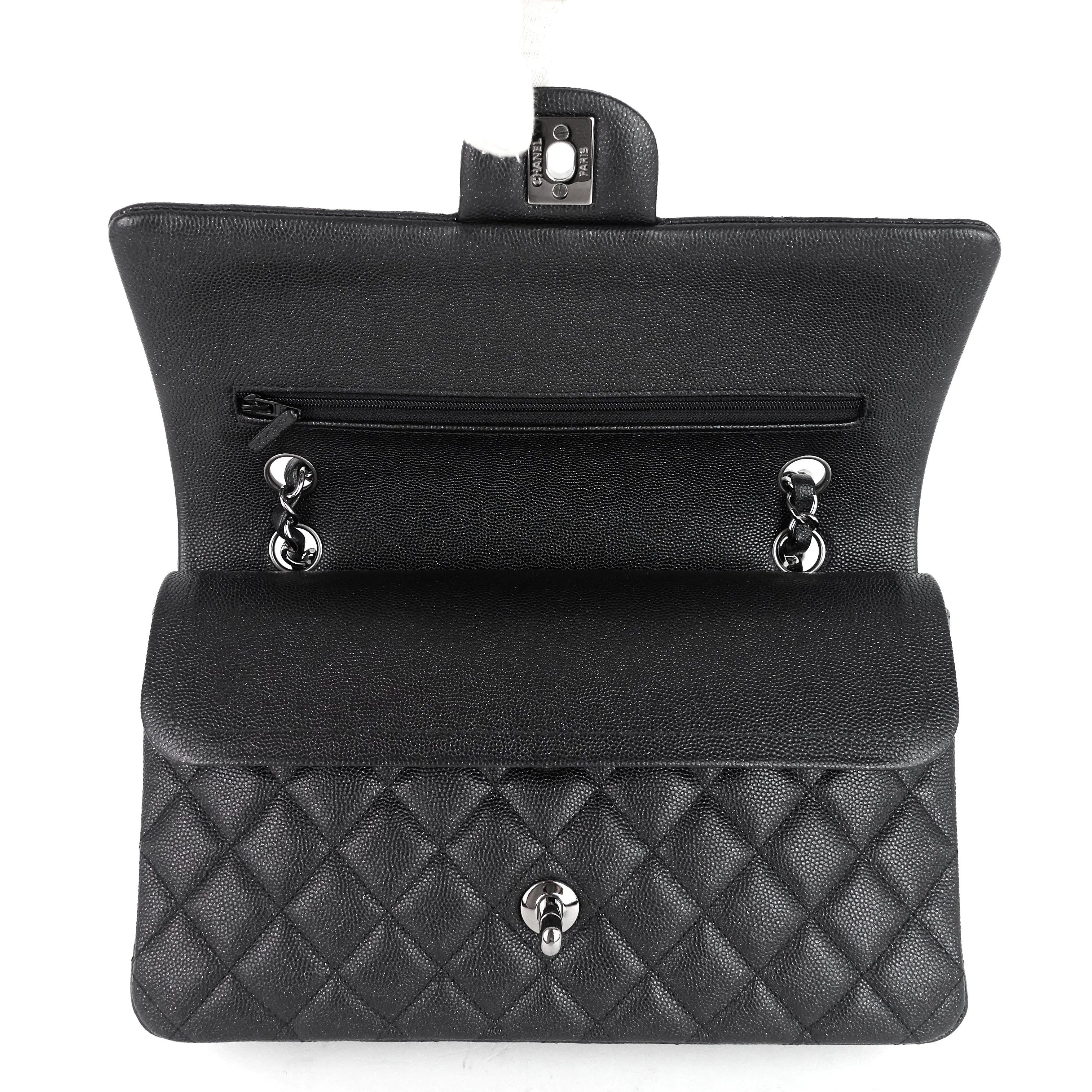 Double Flap Quilted Caviar Leather Bag