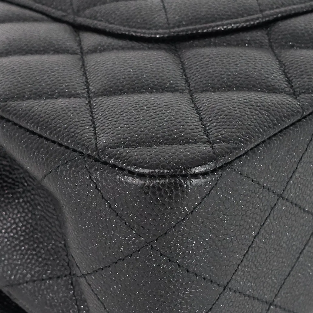 Double Flap Quilted Caviar Leather Bag