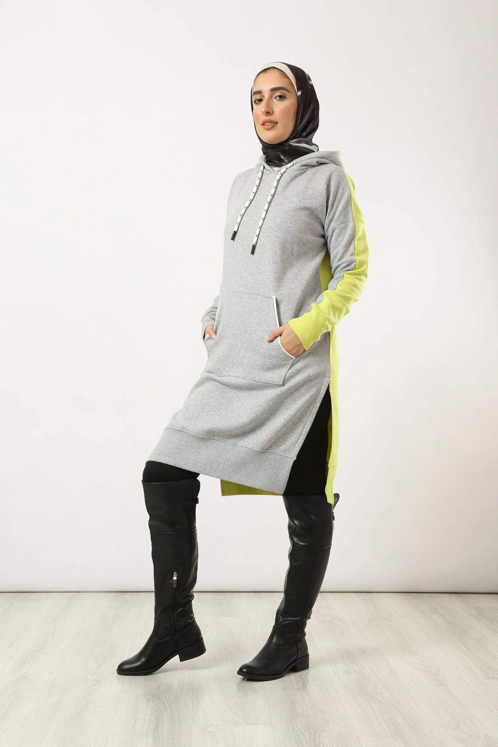 Dual Tone Sweatshirt Dress