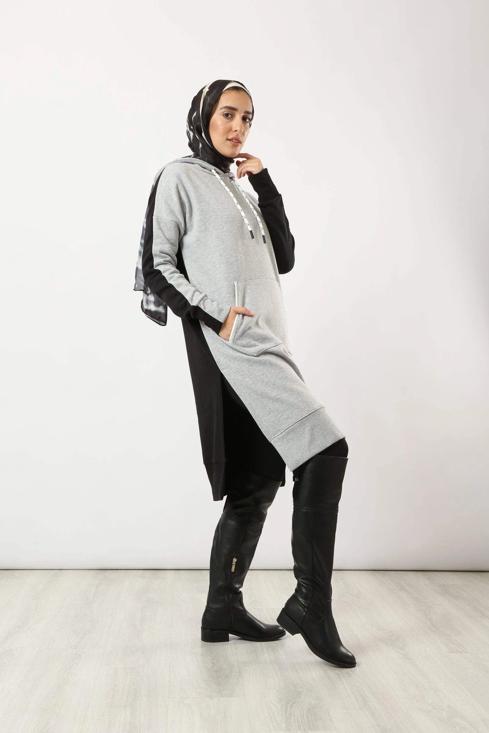 Dual Tone Sweatshirt Dress