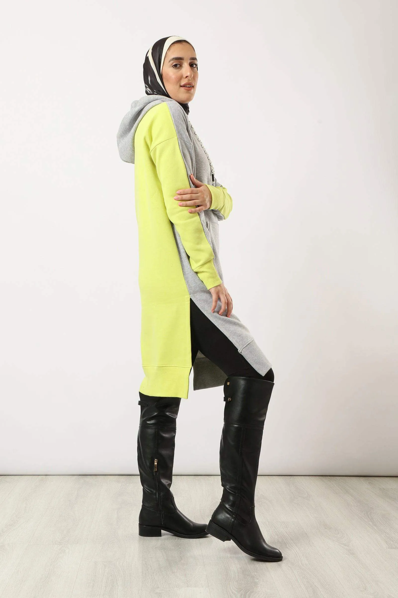 Dual Tone Sweatshirt Dress