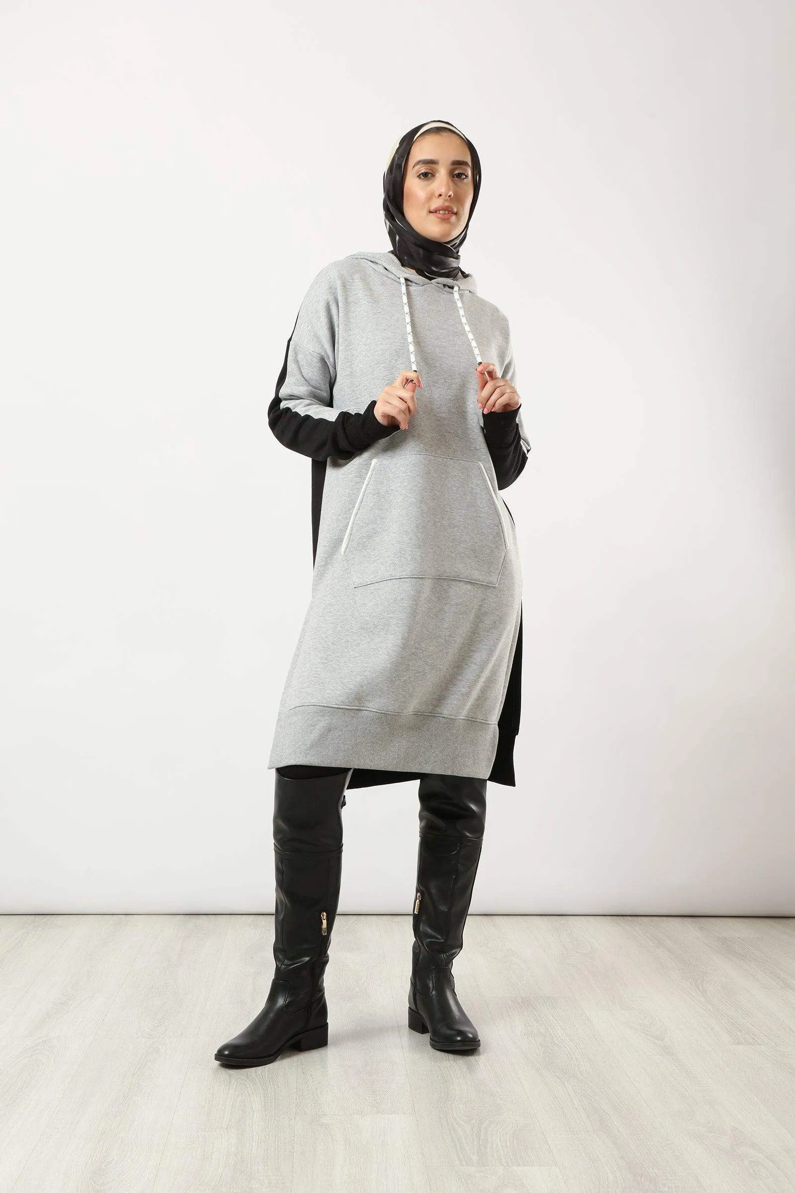 Dual Tone Sweatshirt Dress