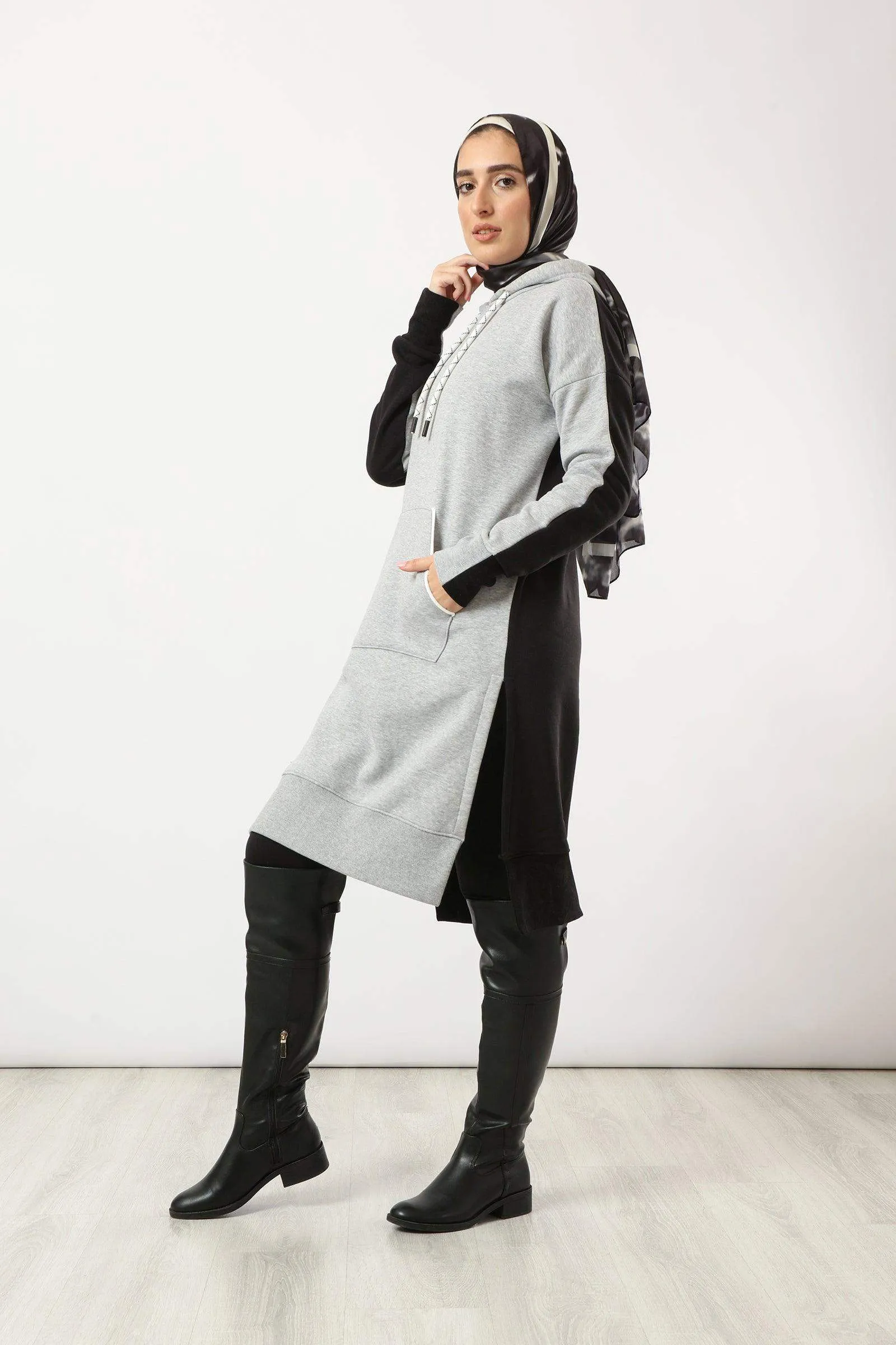 Dual Tone Sweatshirt Dress