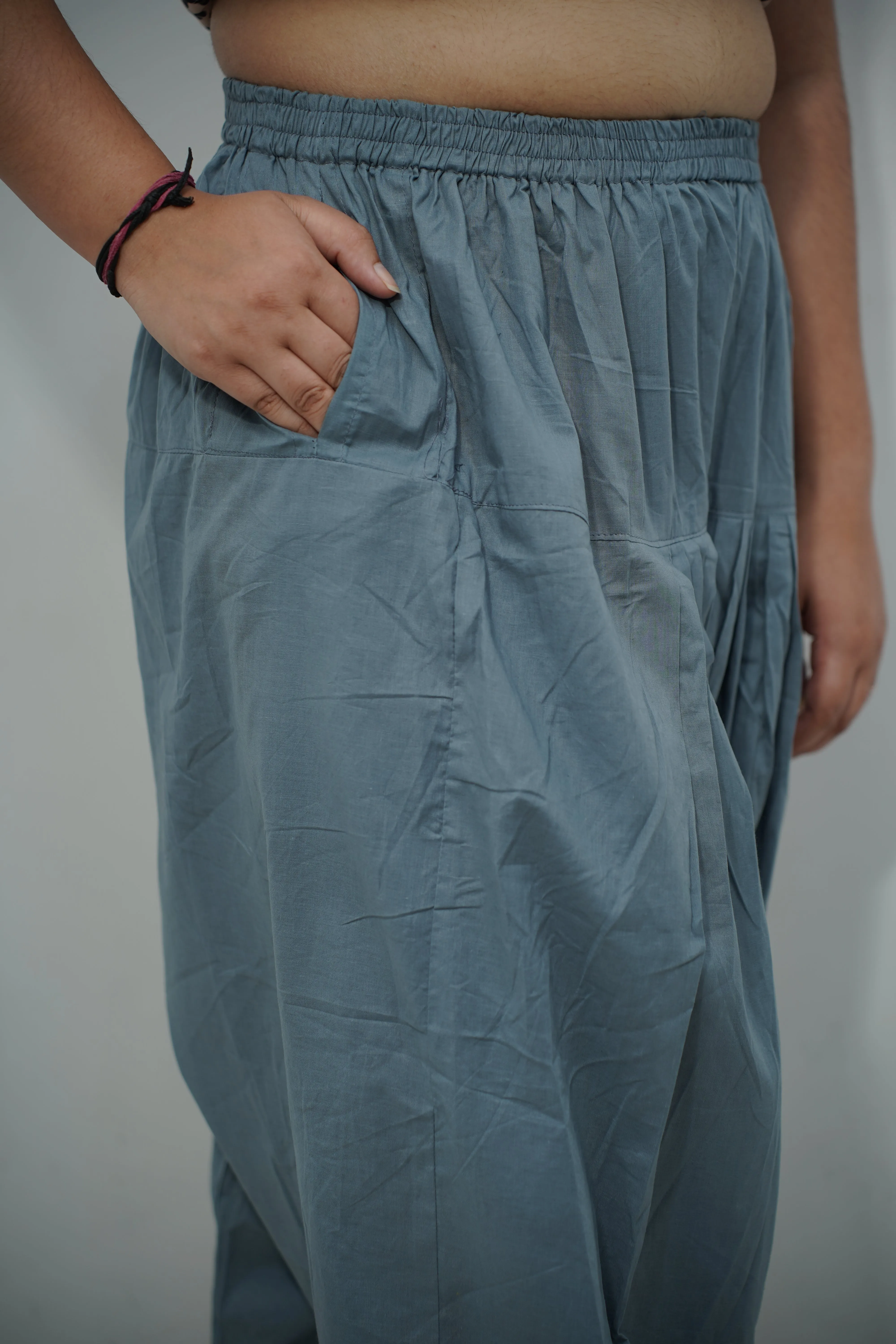 Grey Pleated Rayon Salwar