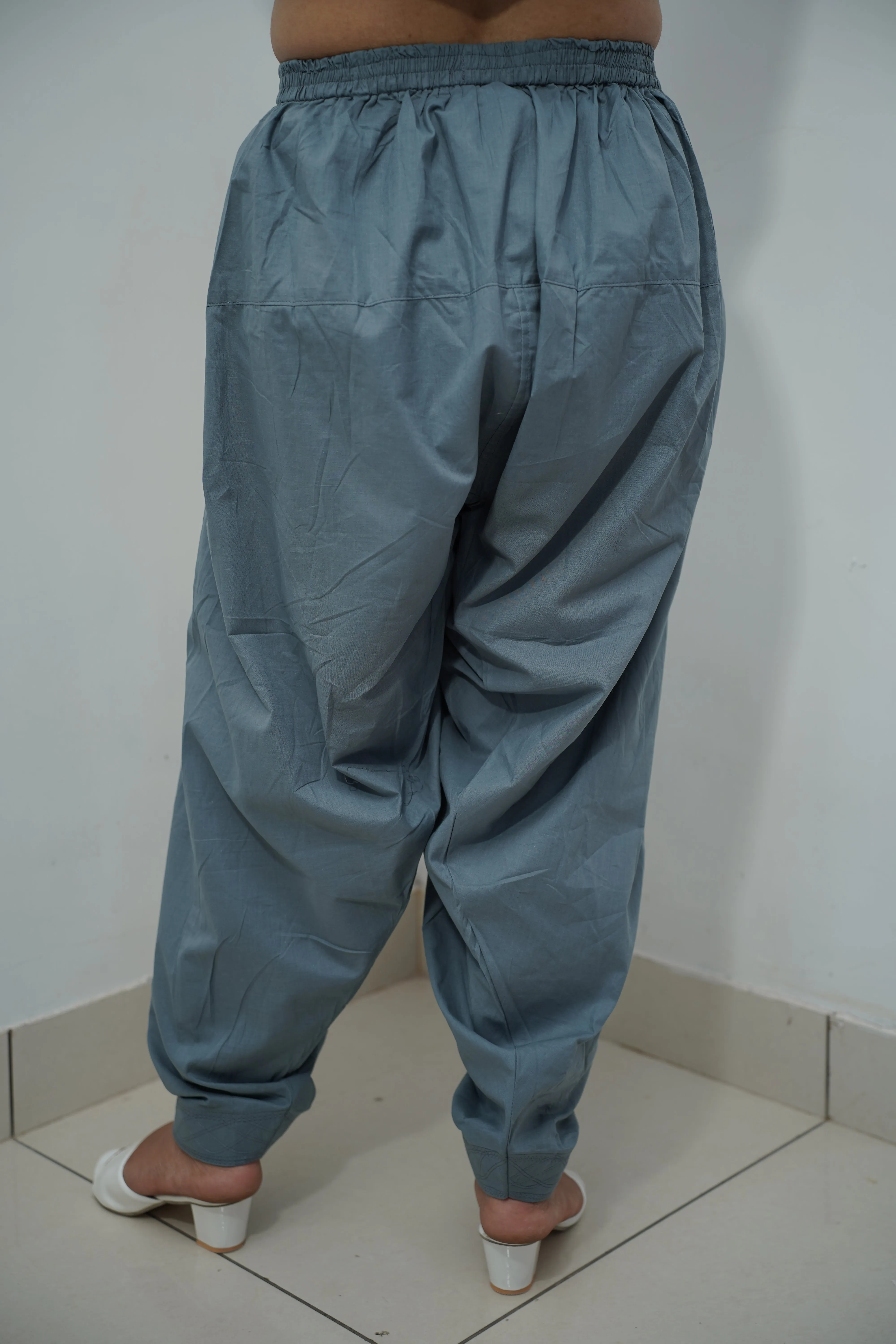 Grey Pleated Rayon Salwar