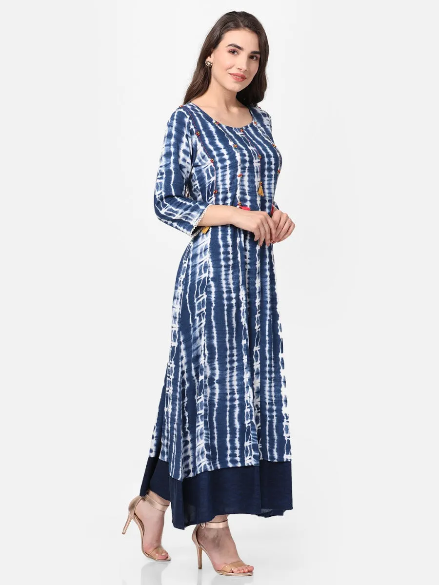 Indigo Stripe Printed Dress